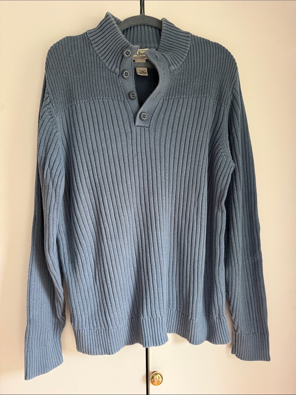 L.L. Bean Men's Ribbed Quarter-Placket Sweater - Slate Blue